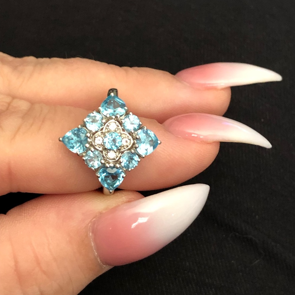Swiss Blue & White Topaz Sterling Silver ring